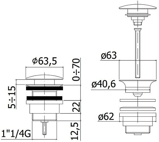 Выпуск автоматический для раковины с переливом Paffoni хром ZSCA050CR