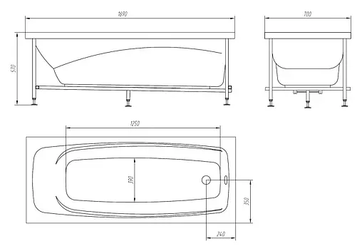 Ванна акриловая BellRado Лайма 170x70 BR7011020-00