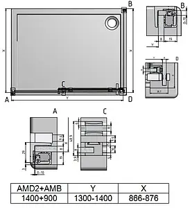 Душевое ограждение 1400x800мм прозрачное стекло Roltechnik Ambient Line AMD2+AMB/1400*800 620-1400000-00-02+621-8000000-00-02 Душевое ограждение 1400x800мм прозрачное стекло Roltechnik Ambient Line AMD2+AMB/1400*800 620-1400000-00-02+621-8000000-00-02, 3