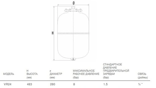 Расширительный бак Aquasystem VR 24л 8 бар 2501103