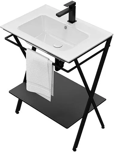 Консоль с умывальником напольная Kerama Marazzi Piano Next 65 чёрный PIA.N.65\BLK+PI.wb.65