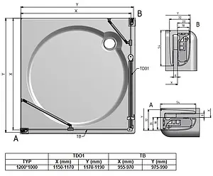 Душевое ограждение 1200x1000мм прозрачное стекло Roltechnik Tower Line TDO1+TB/1200*1000 724-1200000-00-02+725-1000000-00-02 Душевое ограждение 1200x1000мм прозрачное стекло Roltechnik Tower Line TDO1+TB/1200*1000 724-1200000-00-02+725-1000000-00-02, 2