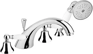 Смеситель на борт ванны на 4 отверстия Cezares First хром/белый FIRST-BVD-01-Bi Смеситель на борт ванны на 4 отверстия Cezares First хром/белый FIRST-BVD-01-Bi, 1