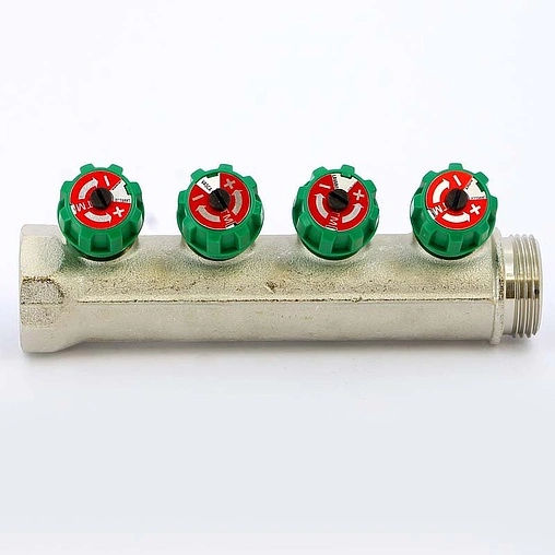 Коллектор регулирующий проходной 4 отвода 1&quot;в/н x ½&quot;к Tiemme RUBINO 1840004