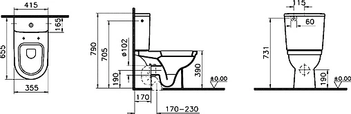 Унитаз-компакт VitrA Form 300 белый 9729B003-1162 Унитаз-компакт VitrA Form 300 белый 9729B003-1162
