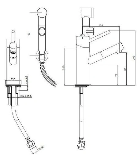 Смеситель для раковины с гигиеническим душем Paffoni Birillo хром BI069CRD