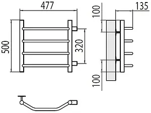 Полотенцесушитель водяной лесенка Terminus Виктория П4 400х500 бп320 полированная сталь 4670078530042, 2