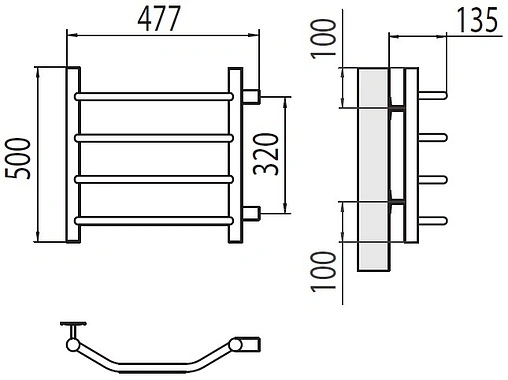 Полотенцесушитель водяной лесенка Terminus Виктория П4 400х500 бп320 полированная сталь 4670078530042