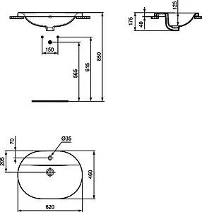 Раковина Ideal Standard Connect 62 белый E504001 Раковина Ideal Standard Connect 62 белый E504001, 2