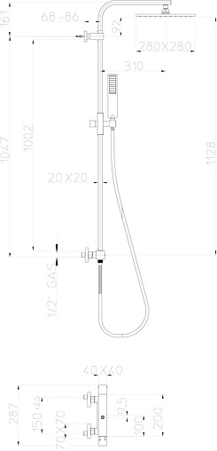 Душевая система с термостатом для душа Bossini Cosmo хром L30019.030