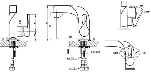 Смеситель для раковины Bravat Wave хром F174108C-2