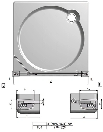 Дверь в нишу 800мм прозрачное стекло Roltechnik Hitech Line HBN⅛00 287-8000000-06-02