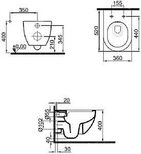 Унитаз подвесной безободковый Kale Dove 2.0 белый 310200100370+310200700043 Унитаз подвесной безободковый Kale Dove 2.0 белый 310200100370+310200700043, 2
