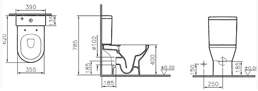 Унитаз-компакт безободковый VitrA Integra Round Open-Back Rim-Ex белый 9833B003-7206