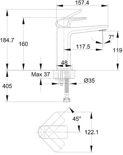 Смеситель для раковины Cersanit Nature хром 63063 Смеситель для раковины Cersanit Nature хром 63063