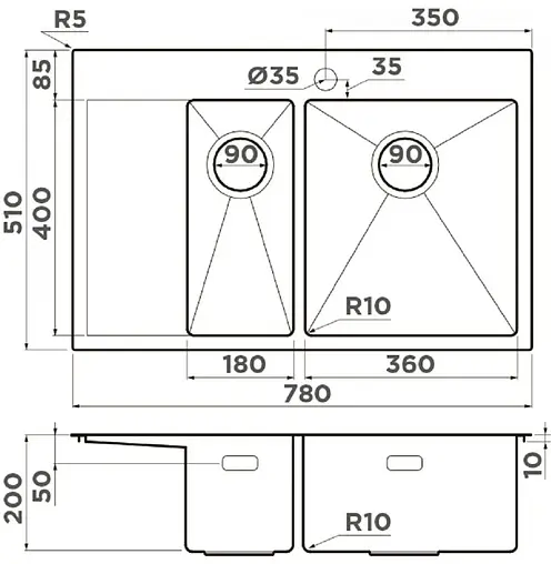Мойка кухонная Omoikiri Akisame 78-2-LG-R светлое золото 4973088