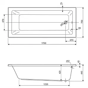 Ванна акриловая Cezares Plane Solo Mini 170x75 Ванна акриловая Cezares Plane Solo Mini 170x75, 2