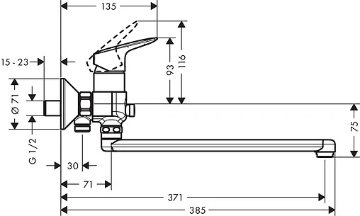 Смеситель для ванны с длинным изливом Hansgrohe Logis хром 71402000 Смеситель для ванны с длинным изливом Hansgrohe Logis хром 71402000
