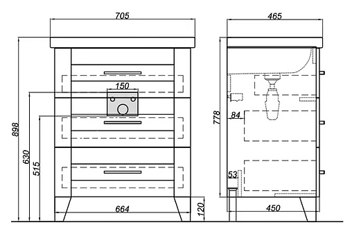 Тумба под умывальник напольная Aqwella Foster 70 дуб сонома FOS01073DS