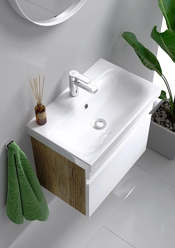 Тумба-умывальник подвесная Aqwella Smart 50 белый/дуб балтийский SRT0105DB+S-UM-MOD50SL/1