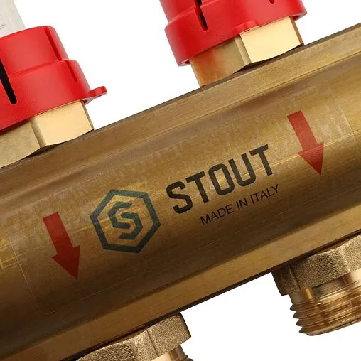 Группа коллекторная с расходомерами 8 отводов 1&quot;в/в x ¾&quot;ек Stout SMB 0473 000008