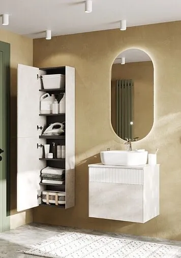 Тумба-умывальник подвесная Aquaton Марбл 60 слэйт/белый матовый 1A2761K0MH4C0