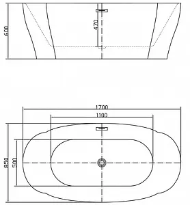 Ванна акриловая отдельностоящая Swedbe Vita 170x85 8804, 3