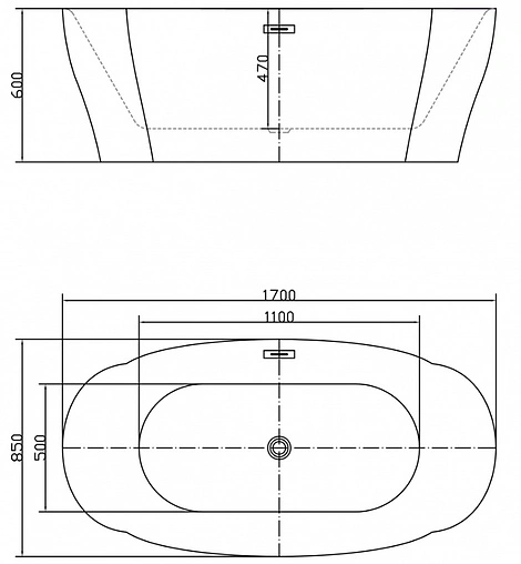 Ванна акриловая отдельностоящая Swedbe Vita 170x85 8804