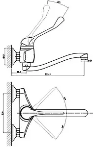 Смеситель для раковины хирургический настенный Gross Aqua Professional хром 4575509C-20S, 2