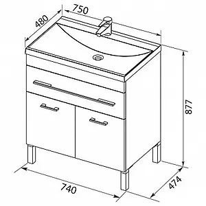 Тумба под умывальник напольная Aquanet Верона 75 чёрный 00182707, 2