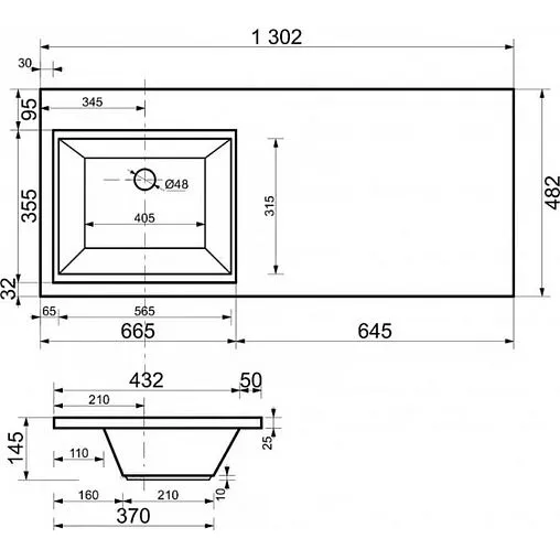 Раковина Эстет Даллас 130 L белый ФР-00002166