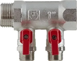 Коллектор запорный проходной 2 отвода 1"в/н x ½"к Valtec VTc.580.N.0602 Коллектор запорный проходной 2 отвода 1"в/н x ½"к Valtec VTc.580.N.0602, 4