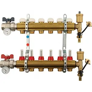 Группа коллекторная с расходомерами 6 отводов 1&quot;в/в x ¾&quot;ек Tiemme 3870002, 1