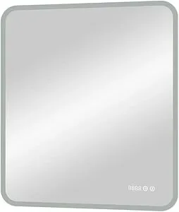Зеркало с подсветкой Continent Glamour Led 68.5x91.5 с часами, с подогревом белый ЗЛП133, 2