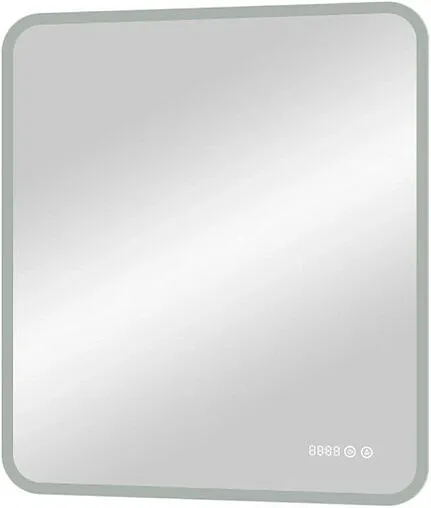 Зеркало с подсветкой Continent Glamour Led 68.5x91.5 с часами, с подогревом белый ЗЛП133
