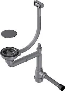 Сифон бутылочный для мойки с переливом Omoikiri WK-1C-GM 4956474 Сифон бутылочный для мойки с переливом Omoikiri WK-1C-GM 4956474, 1