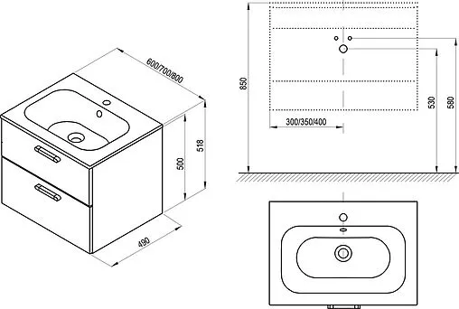 Тумба под умывальник подвесная Ravak SD Chrome II 60 белый X000001772