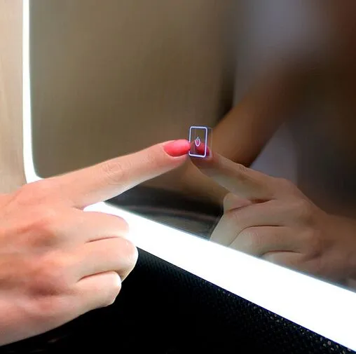 Зеркало с подсветкой Continent Aralia Led 100x70 с часами, с подогревом серый ЗЛП640