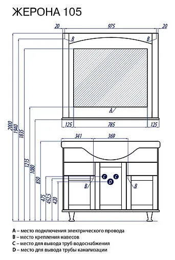 Зеркало Aquaton Жерона 105 белое золото 1A158802GEM40