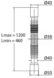 Слив гофрированный VIRPlast Мини Элит 40x40/50мм L=460-1200мм 30986298 Слив гофрированный VIRPlast Мини Элит 40x40/50мм L=460-1200мм 30986298, 2