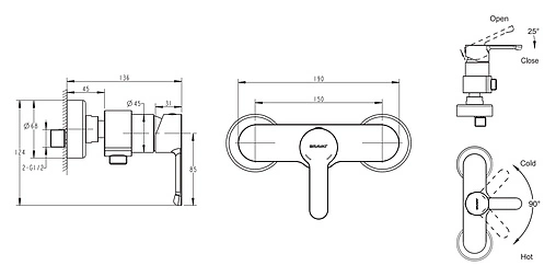 Смеситель для душа Bravat Stream хром F93783C-01A