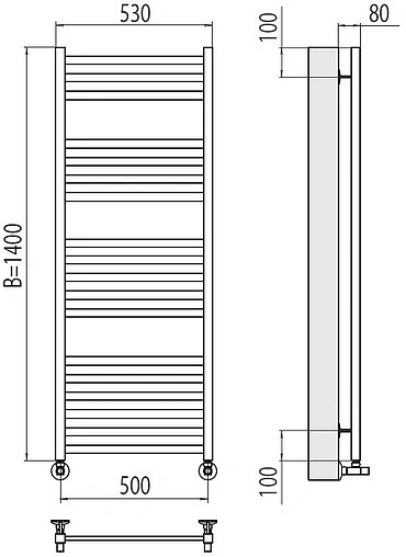 Полотенцесушитель водяной лесенка Terminus Грета П18 500х1400 полированная сталь 4670078530608