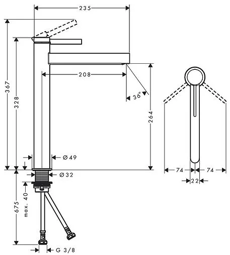 Смеситель для раковины Hansgrohe Finoris 260 чёрный матовый 76070670