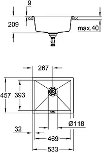Мойка кухонная Grohe K700U-53.3 серый гранит 31654AT0 Мойка кухонная Grohe K700U-53.3 серый гранит 31654AT0, 2