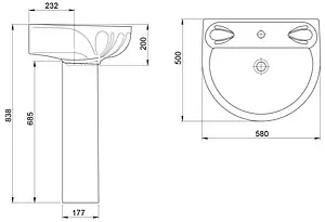 Раковина Santeri Лотос 58 белый 1.3110.6.S00.10B.0 Раковина Santeri Лотос 58 белый 1.3110.6.S00.10B.0, 2