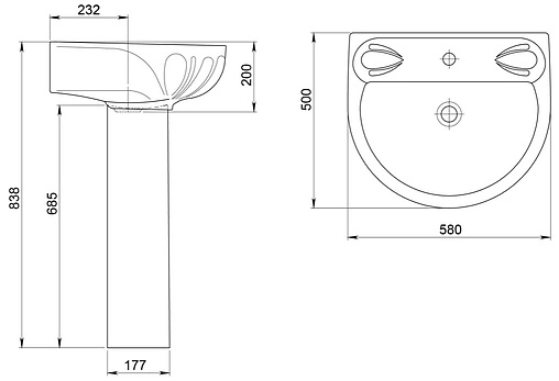 Раковина Santeri Лотос 58 белый 1.3110.6.S00.10B.0