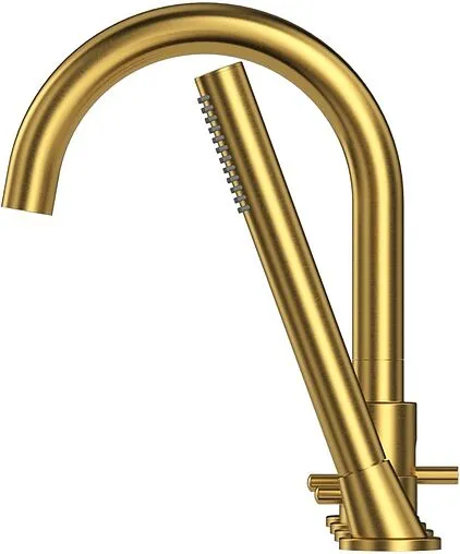Смеситель на борт ванны на 4 отверстия WHITECROSS Y brushed gold золото брашированное Y1232GLB