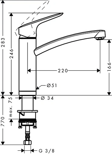 Смеситель для кухни для установки перед окном Hansgrohe Logis M31 160 1jet хром 71833000