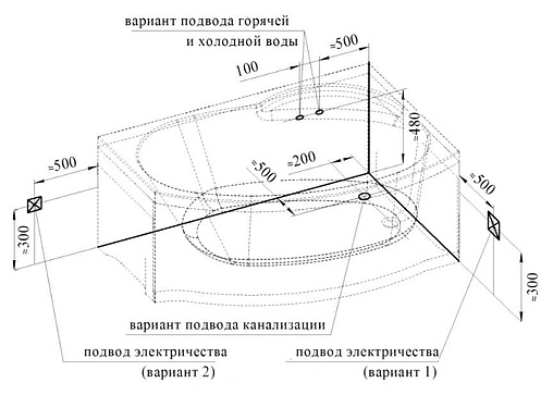 Ванна акриловая Radomir Монти 150х105 R 2-01-0-2-1-213