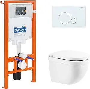 Комплект 5 в 1 BelBagno Senso-R BB017CHR/BB865SC/BB002-80/BB014-SR-BIANCO с кнопкой белый глянцевый Комплект 5 в 1 BelBagno Senso-R BB017CHR/BB865SC/BB002-80/BB014-SR-BIANCO с кнопкой белый глянцевый, 1